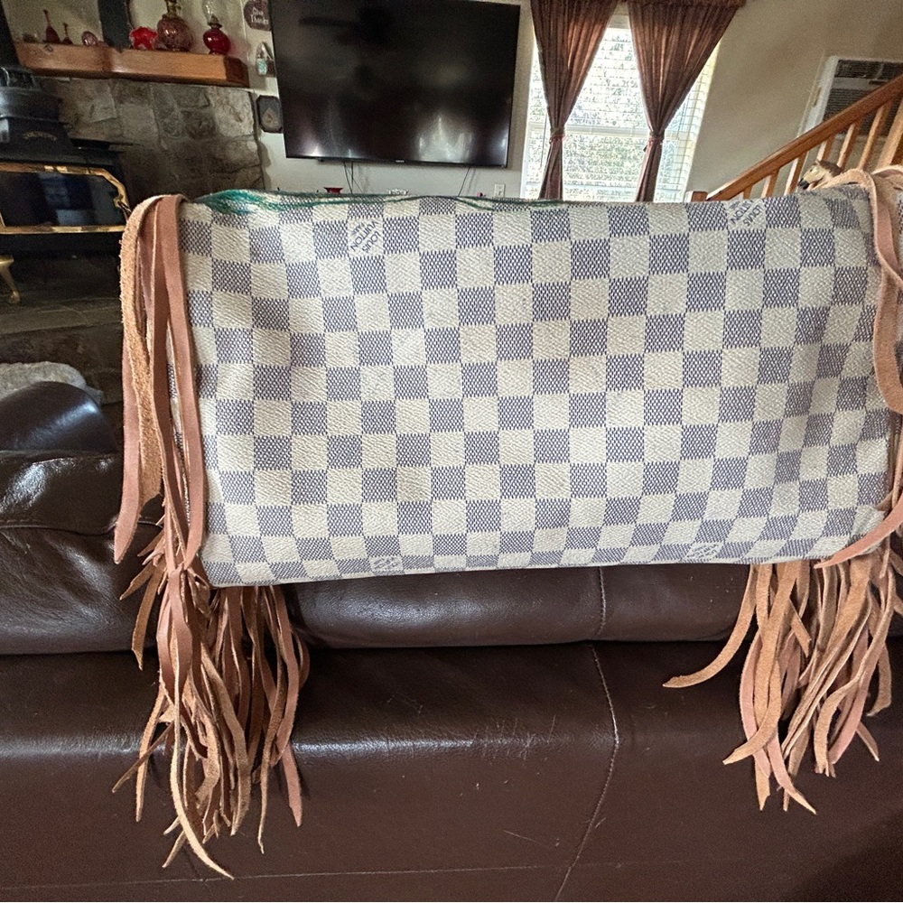 Louis Vuitton speedy 30 with handpainted, Peacock feather and fringe - Picture 5 of 13